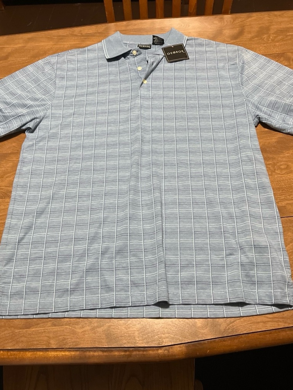 George Light Blue Checked Polo Shirt